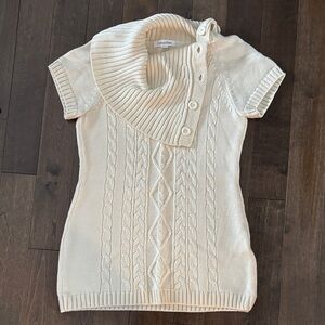 Calvin Klein Ivory Cable Knit Short Sleeve Sweater Size S NWOT